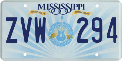 MS license plate ZVW294