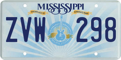 MS license plate ZVW298
