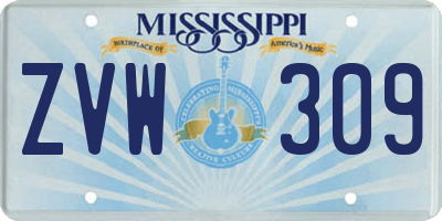 MS license plate ZVW309