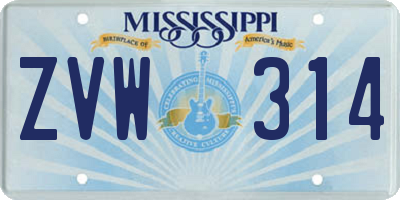 MS license plate ZVW314