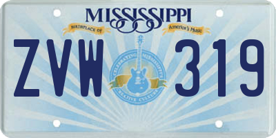 MS license plate ZVW319