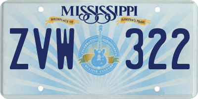 MS license plate ZVW322