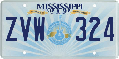MS license plate ZVW324