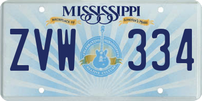 MS license plate ZVW334