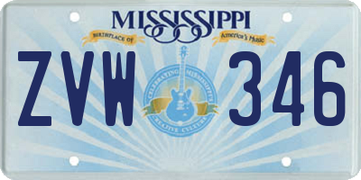 MS license plate ZVW346
