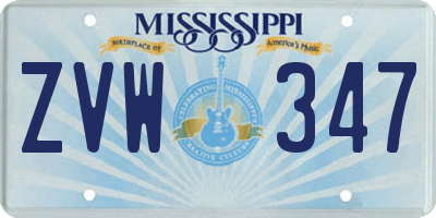 MS license plate ZVW347