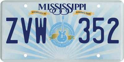 MS license plate ZVW352