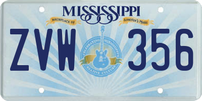 MS license plate ZVW356