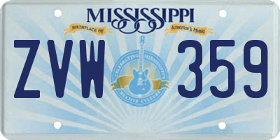 MS license plate ZVW359