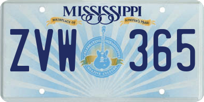 MS license plate ZVW365