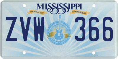 MS license plate ZVW366