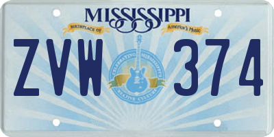 MS license plate ZVW374