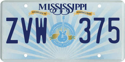 MS license plate ZVW375