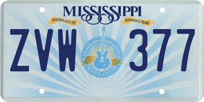 MS license plate ZVW377