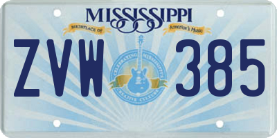 MS license plate ZVW385