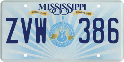 MS license plate ZVW386