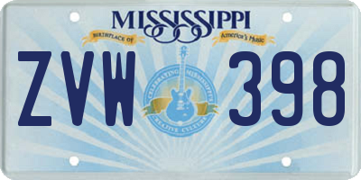 MS license plate ZVW398