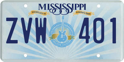 MS license plate ZVW401