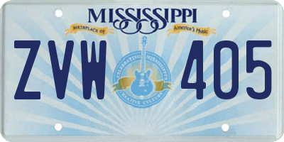 MS license plate ZVW405