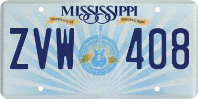 MS license plate ZVW408