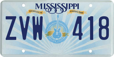 MS license plate ZVW418