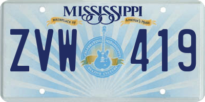 MS license plate ZVW419
