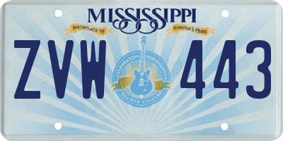 MS license plate ZVW443
