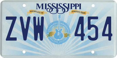MS license plate ZVW454