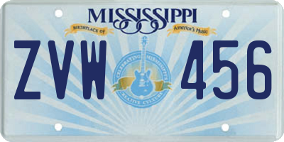 MS license plate ZVW456