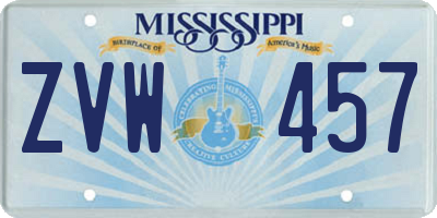 MS license plate ZVW457