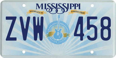 MS license plate ZVW458