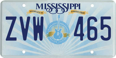 MS license plate ZVW465