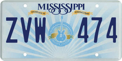 MS license plate ZVW474