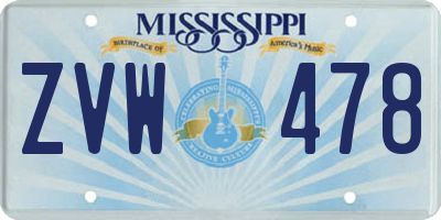 MS license plate ZVW478