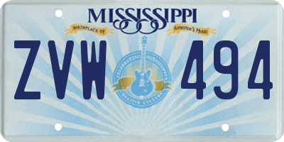 MS license plate ZVW494