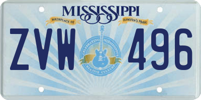 MS license plate ZVW496