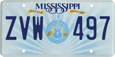 MS license plate ZVW497