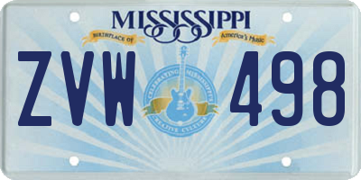 MS license plate ZVW498