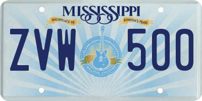 MS license plate ZVW500