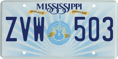 MS license plate ZVW503