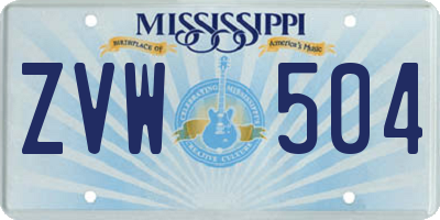 MS license plate ZVW504