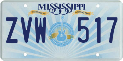 MS license plate ZVW517