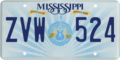 MS license plate ZVW524