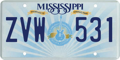 MS license plate ZVW531