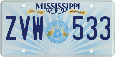 MS license plate ZVW533