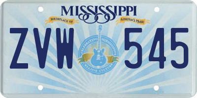 MS license plate ZVW545
