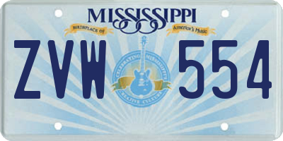MS license plate ZVW554