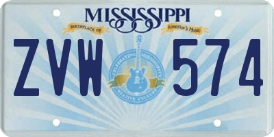 MS license plate ZVW574