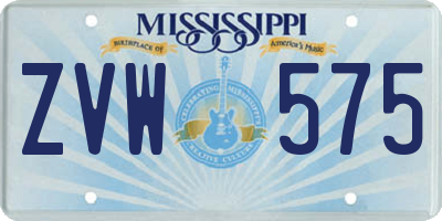MS license plate ZVW575