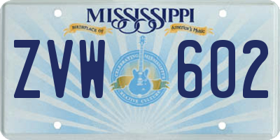 MS license plate ZVW602